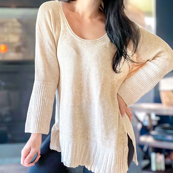 Anthropologie Sweaters - Anthropologie Moth Catamaran Cream Scoop-neck Linen Blend Sweater Large